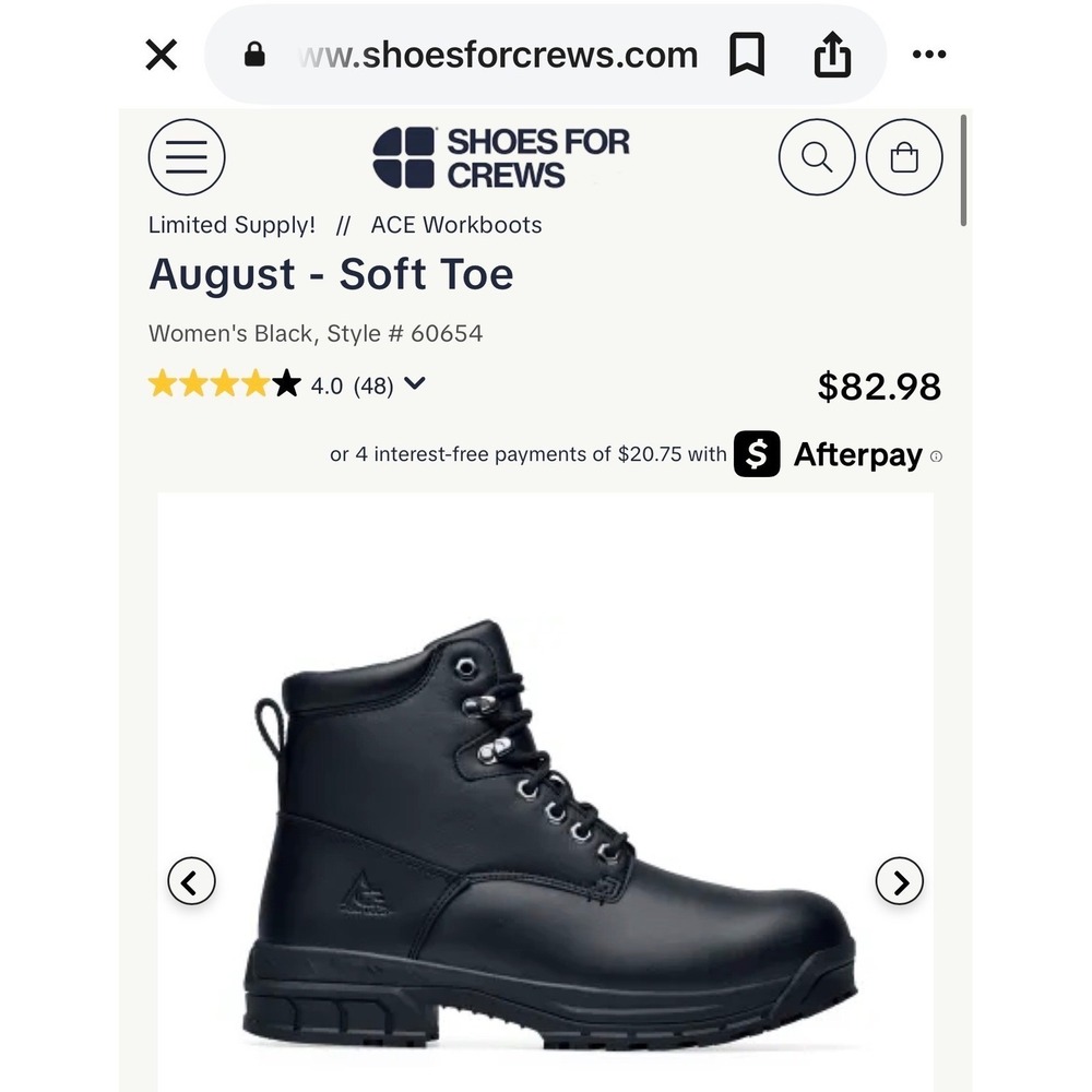 Shoes for Crews August Soft Toe Workboots Women's Black Leather Lace Up Sz 11 M - Picture 2 of 13